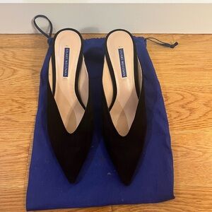Stuart Weitzman Black Pointed Suede Kitten Heels